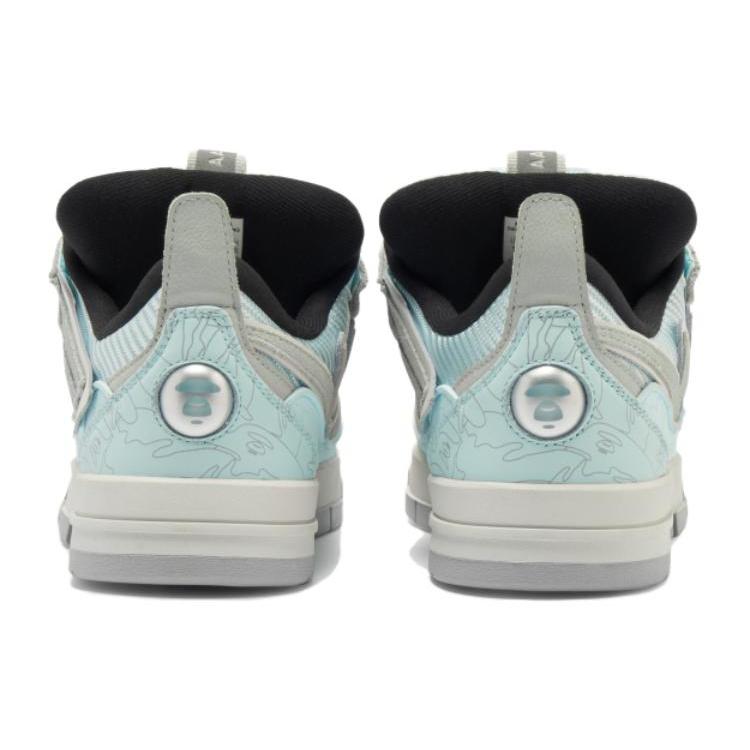 Aape x Li Ning Wave Comfortable And Trendy Slip Resistant Abrasion Resistant Low top Skateboard Shoes Women's Gray Blue AECS088-6