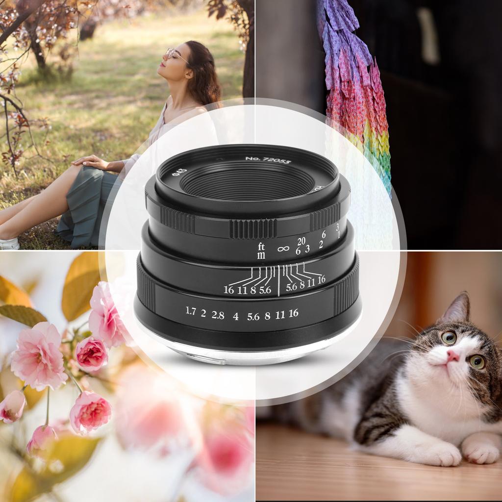 NEWYI 35mm F1.7 E Mount Large Aperture Portrait Fixed Focus Manual Lens for Sony A3000
