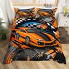 Racing Car Duvet Cover Kids Extreme Sports Game Quilt Cover Twin For Boys Microfiber Cool Speed Automobile Honeycomb Bedding Set