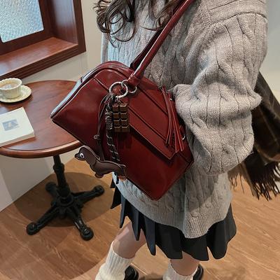 Trend Niche Underarm Bag Commuter Handbag Women 2025 New Simple Retro Bowling Bag Versatile Shoulder Bag