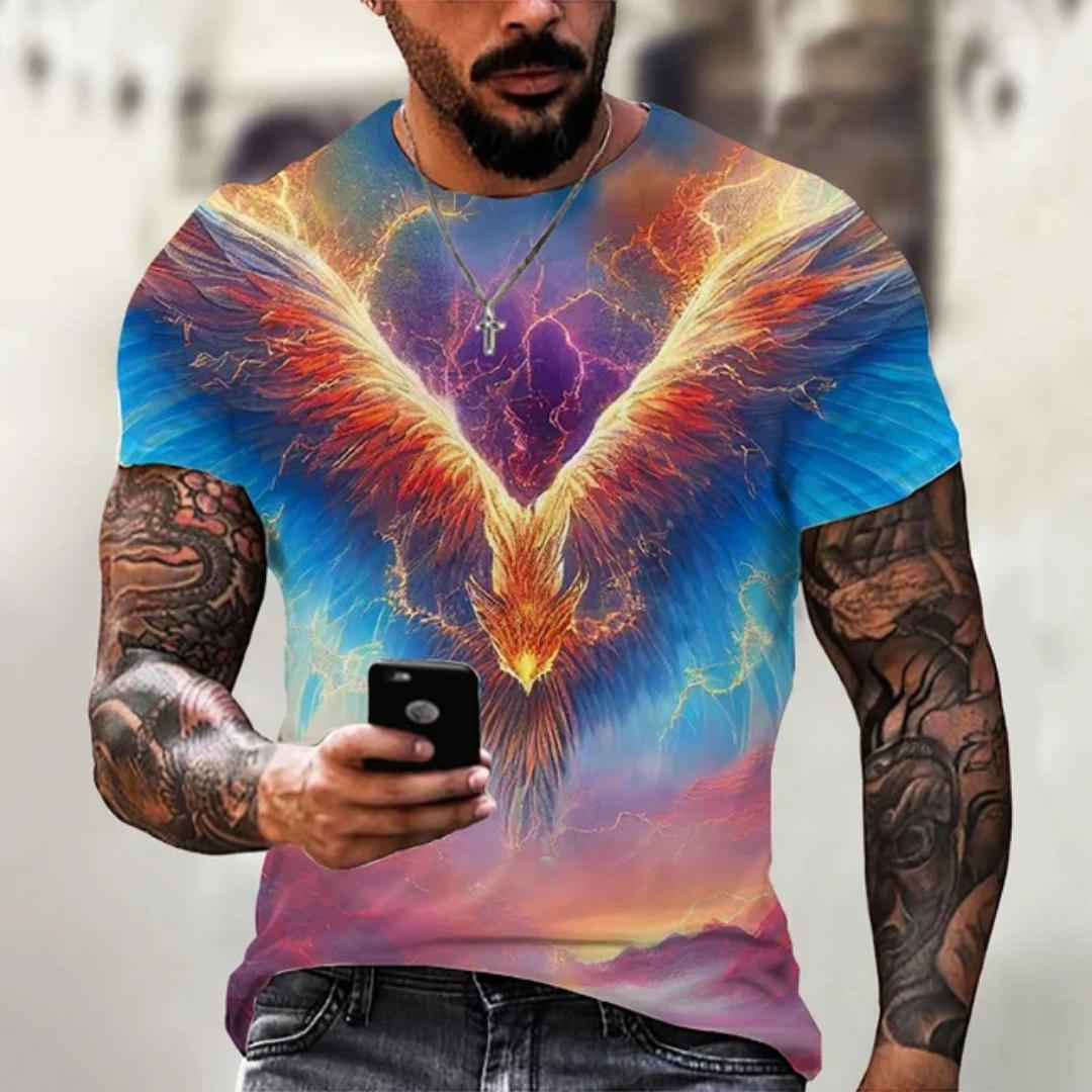 Мужская футболка с 3D принтом аниме «Феникс» — фото 9
