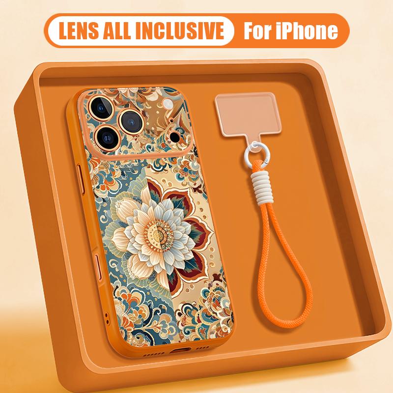 Vintage Mandala Floral Hand Strap Case For iPhone 17 Pro Max iPhone 16 15 14 13 Pro Max Magnetic For Magsafe Hybrid TPU+PC Matte Cover