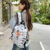 Cute Cartoon Print Nylon Backpack for Women Casual Daypack Travel School Bag with Multi Pockets