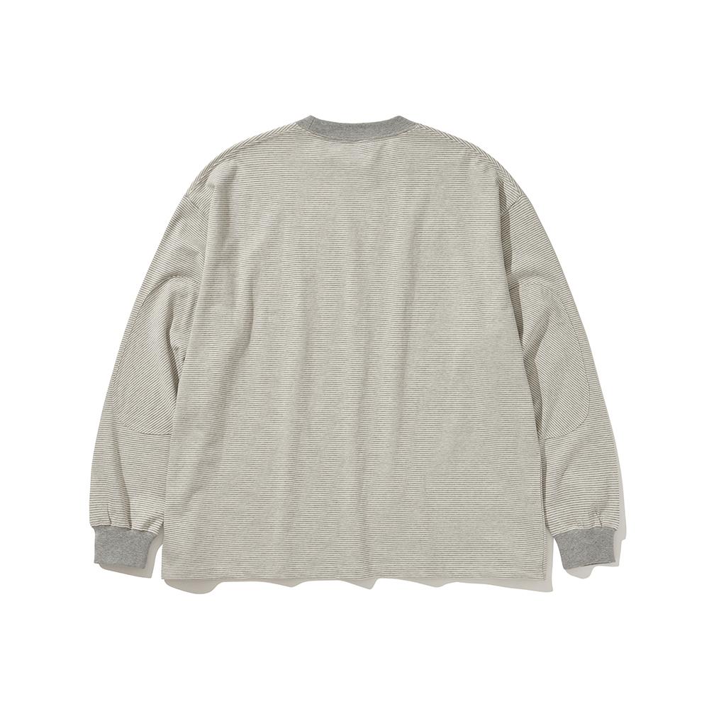 His Hander Round Patch Thin L/S T-Shirts Gray