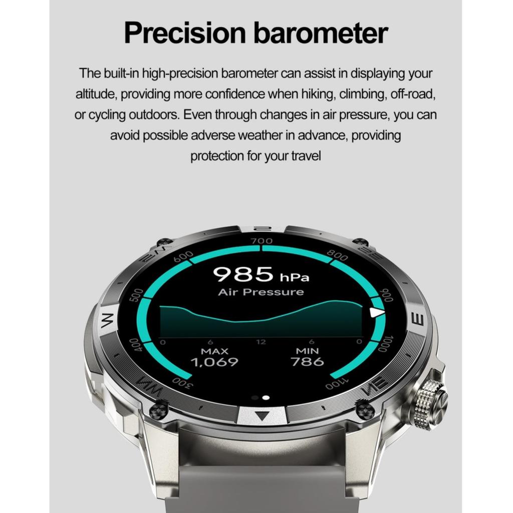 Rainbuvvy HK08 Android Smartwatch 1.43inch AMOLED Full Screen Touch 466x466 BT5.3 Bluetooth Call NFC IP68 GPS Heart Rate 530mAh Outdoor Sports Watch