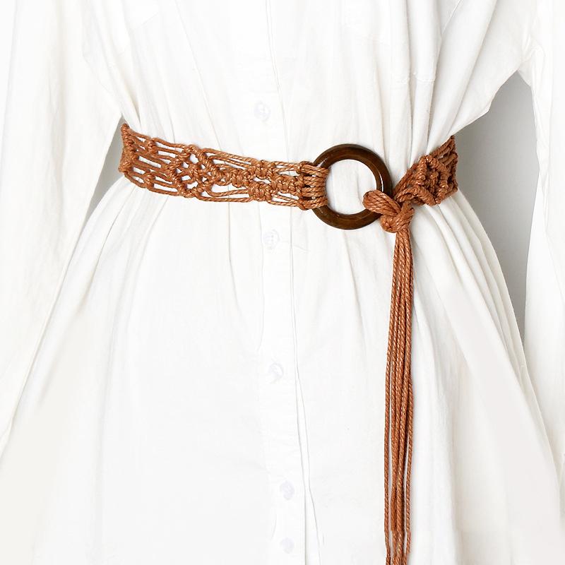 Weaving Tassel Waist Rope For Women Versatile Dress Decoration Korean Knotted Thin Waist Rope Wax Thread Knotted Waist Belt