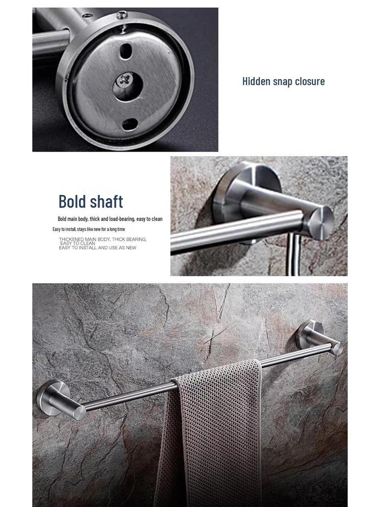 Wall-Mounted 304 Stainless Steel Bathroom Towel Rack and Storage Shelf