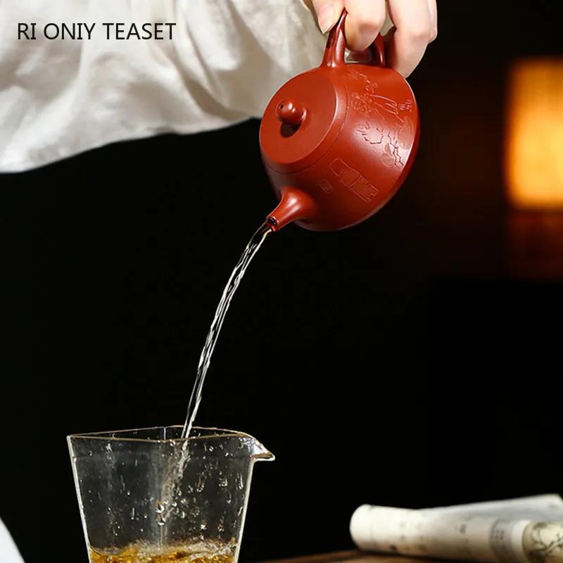 180ml Chinese Yixing Purple Clay Teapot Raw Ore Dahongpao Mud Stone Scoop Tea Pot Beauty Tea Infuser Kettle Zisha Tea Set