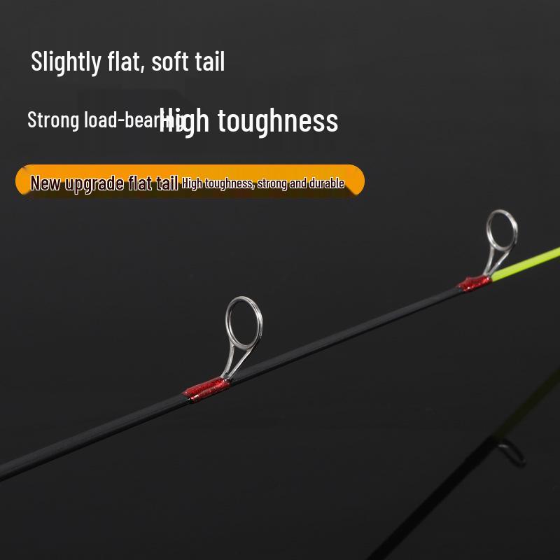Wood Grain Portable Ice Fishing Rod with Curved Handle and Soft/Hard Tips