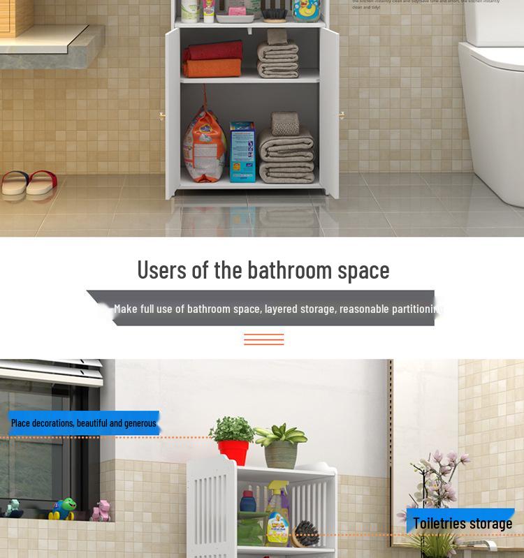 Multi-Layer Floor-Standing Bathroom Shelf and Side Storage Cabinet