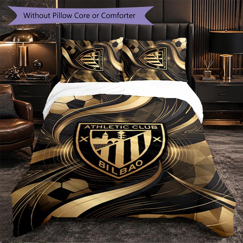 Set Biancheria da Letto 3 Pezzi Calcio Athletic Bilbao Morbido Copripiumino con Federe Set Decorazione Camera da Letto per la Casa