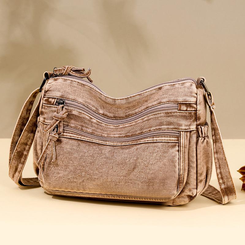 Retro Denim Single Shoulder Crossbody Bag - Large Capacity, Casual & Trendy