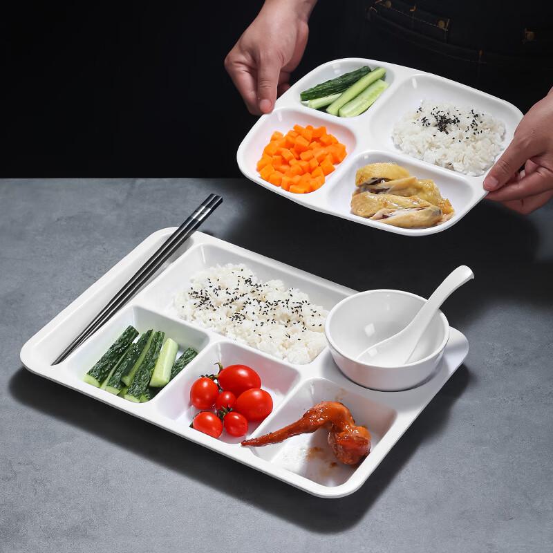 Lijia White Melamine Compartmented Canteen Plates