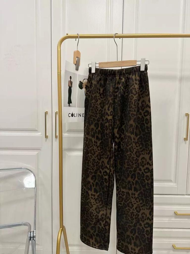 Black and white plaid pants women's autumn and winter new lamb wool wide-leg pants high waist straight Korean version of student casual pants