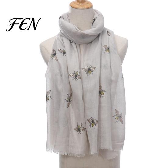 Fashionable Neck Decoration for Women Lightweight Scarf Women, Cute Bee Pattern Scarf, Stylish Accessory Soft Long Thin Shawl Wrap Vacation,