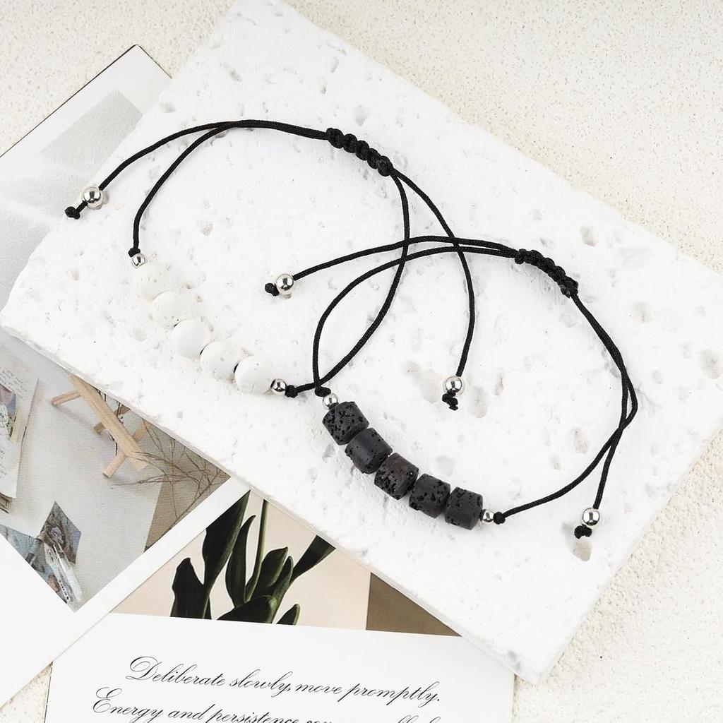 First Day of School Gift for Mama and Mini,Mommy and Me,Back to School Bracelets Lava Rock Natural Stone Beads Strand Bracelet for