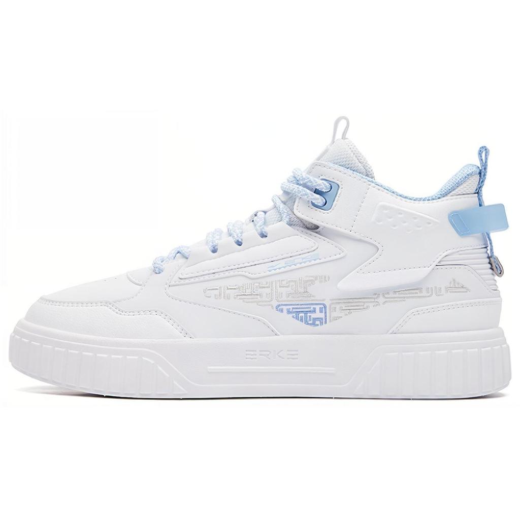 Erke Conquer Slip-Resistant Shock-Absorbing Wear-Resistant Mid-Top Sneakers Women sneakers White Blue 52122301427-001