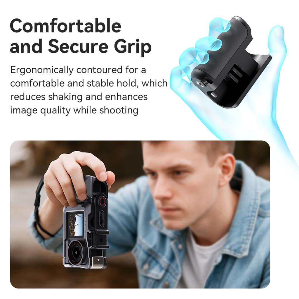 Pro Insta360 Ace Pro 2/GoPro Hero 13 ABS Rukojeť kamery s tlačítkem spouštěče Rukojeť pro pouliční fotografii Prodlužovací držák kamery