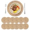 Round Handwoven Rattan Placemats Round Heat Insulation Mats Natural Woven Table Mats Slip Heat Resistant Table Mat for Dining