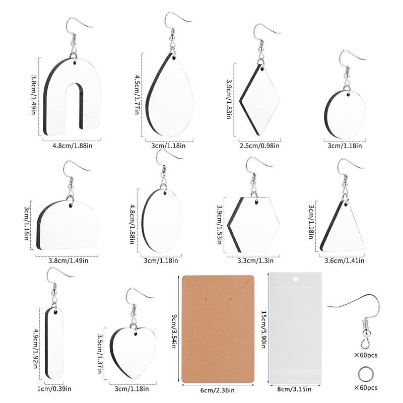 Sublimation Earrings with Cardboard Double Sided Heat Transfer Love Heart Water Drops Round Various Shapes Earrings