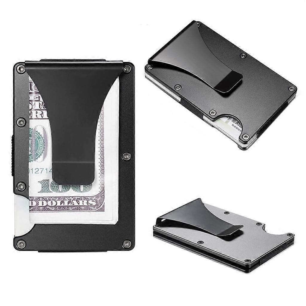 Carbon Thin Metal Credit Card Holder Credit Card Money Clip Blocker Black