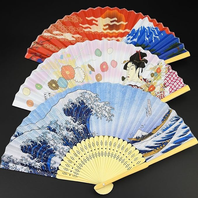YINKE Silk Japanese Folding Fan for Men and Lightweight Bamboo Bamboo Craft Japanese Style Women Frame, Silk, Fan, , Gentleman's Accessory.