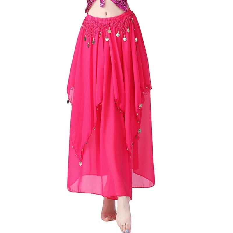 Elastic Waist Belly Dance Skirt With Dangling Coins Loose Design Fashion Costume Accessory For Shows And Parties