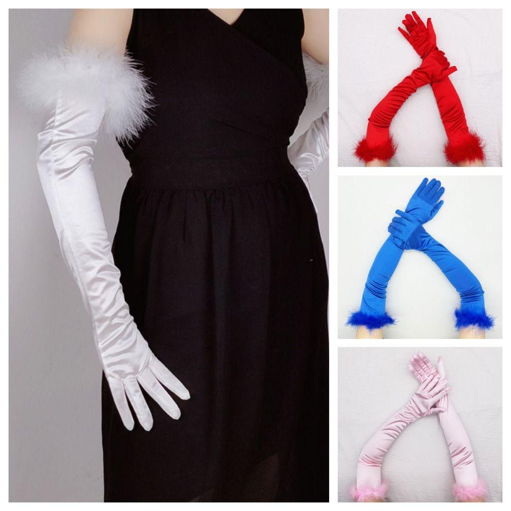 Elegant Bride's Long Gloves Satin Women's Long Mittens Fashion Full Finger Gloves  Evening Party