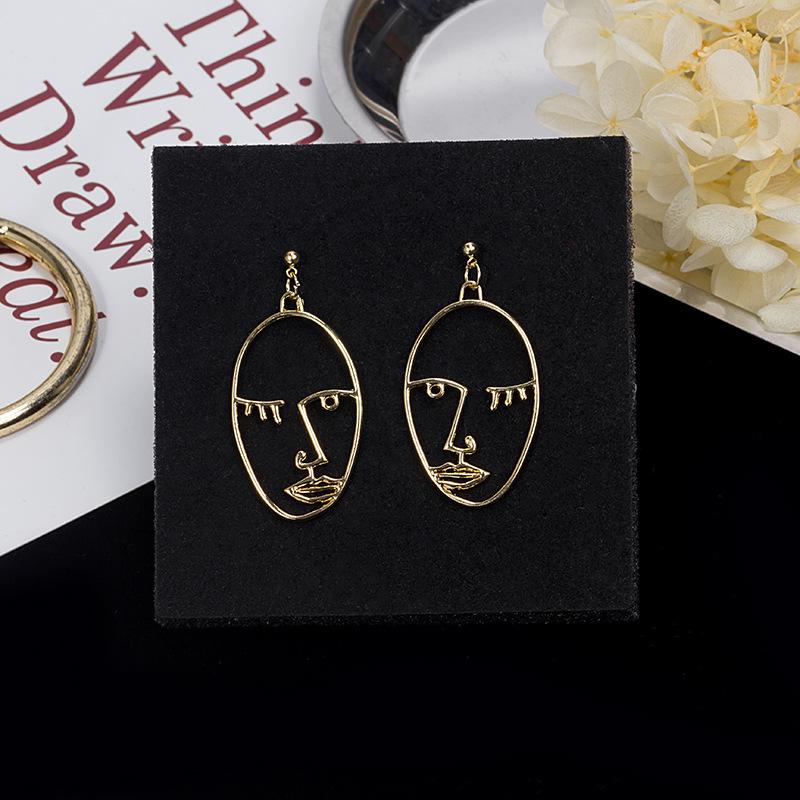 Exaggerated European & American Face Stud Earrings: Fashionable, Versatile, Cold Style Design