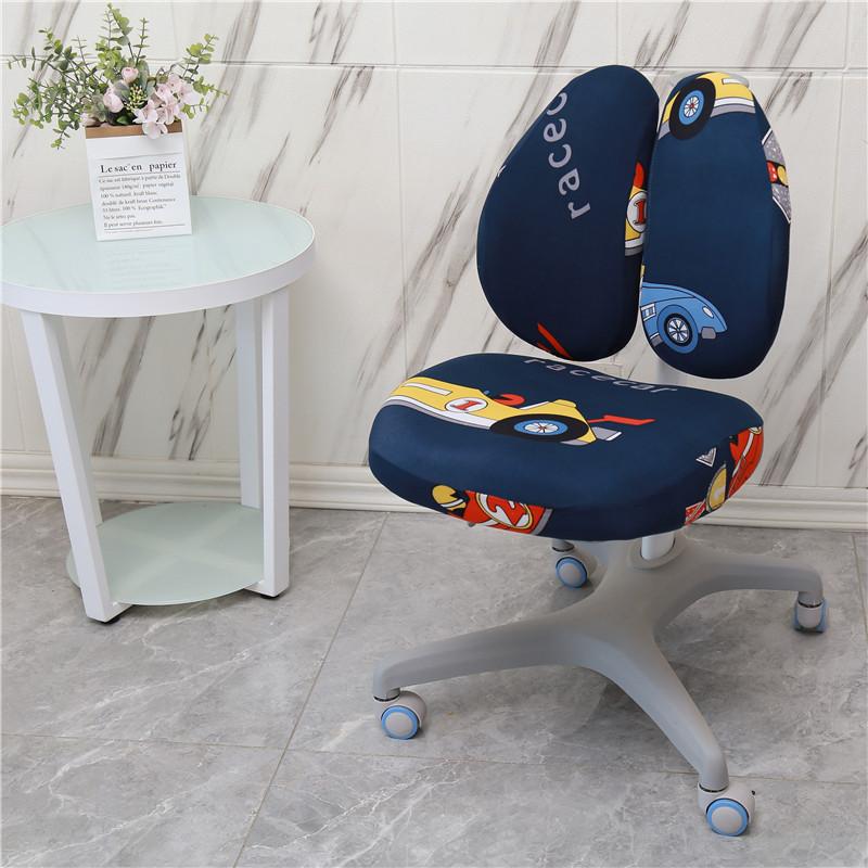 Elastic Double Back Children Study Chair Cover Elastic Student Writing Rotating Lift Chair Protector Cover Seat Backrest Case