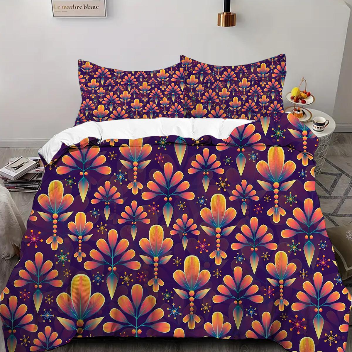 

Exotic Floral 3D Printed Quilt Cover Elegant Abstract Art Style Bedding Set Luxury Soft Home Textiles Duvet Cover Pillowcases 135x200cm 2pcs