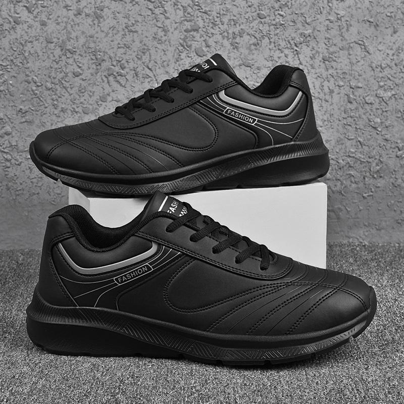 

Size 48 Mens Shoes Outdoor Leather Casual Sneakers Fashion Sports Shoes for Men Breathable Non-Slip Mens Shoes Zapatillas Hombre 39 чёрный