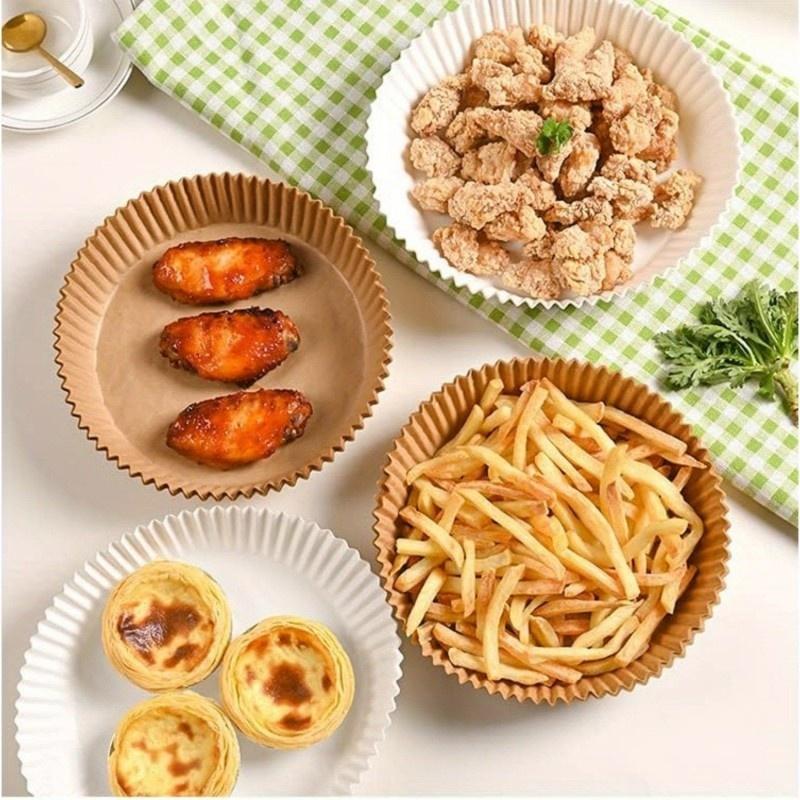 

100-Sheet Air Fryer Parchment Liners - Holiday Cooking Set for Non-Stick Baking & Easy Cleanup світло-жовтого кольору
