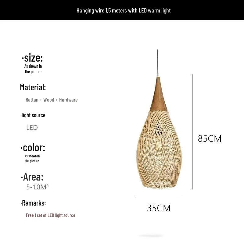 Southeast Asian Wabi-Sabi Rattan Pendant Light for Restaurants, Homestays, Tea Rooms, and Zen Spaces - Vintage Handmade Woven Design