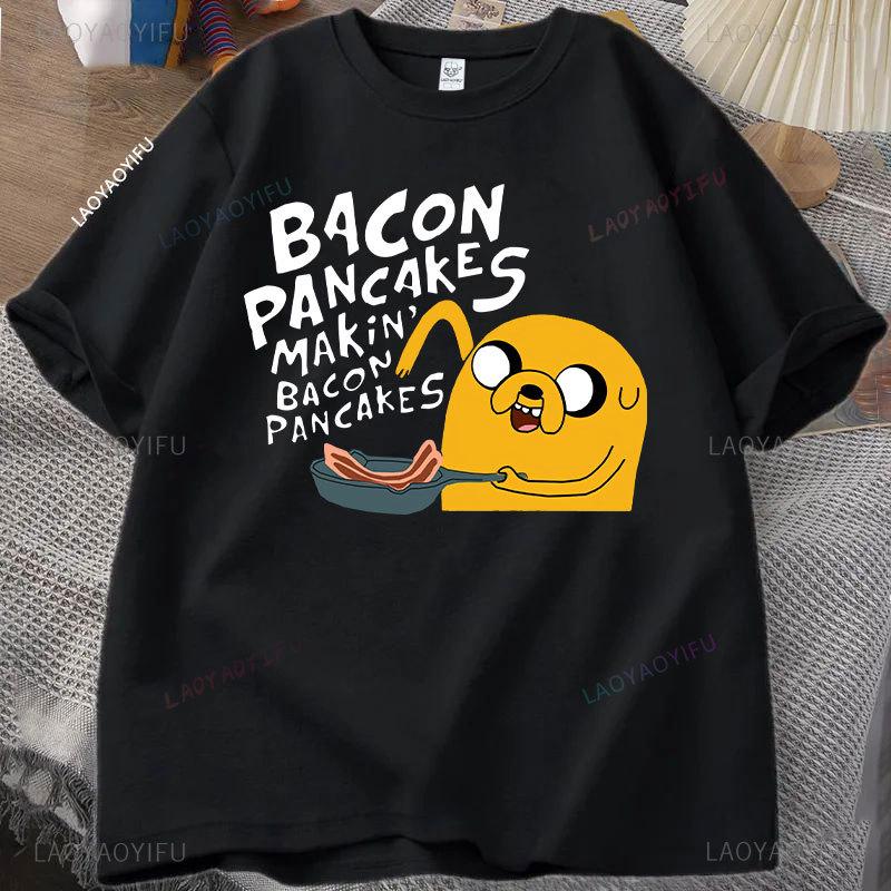 Fashion Hot Sale Kawaii Clothing Adventure Time Anime T Shirt for Men Jake and Finn Bacon Pancake Girl Boy Casual Cotton Tops