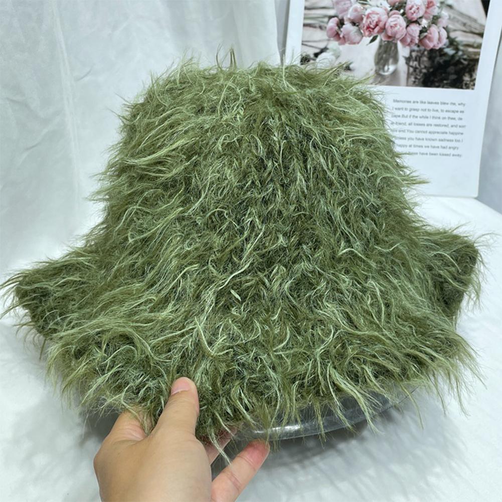 1Pc Retro Women Plush Bucket Hats universal Casual Show Face Warm Hats Autumn and Winter Versatile Multi-purpose Knitted Cap