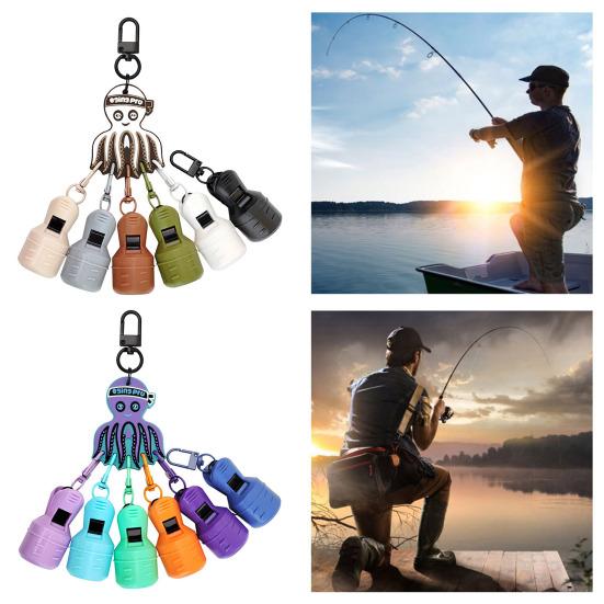 6Pcs/Set Fishing Squid Hook Cover Portable Squid Jig Hook Protector with Carabiner Fishing Jig Lure Protective Case Caps Bonnets Fishing Accessories