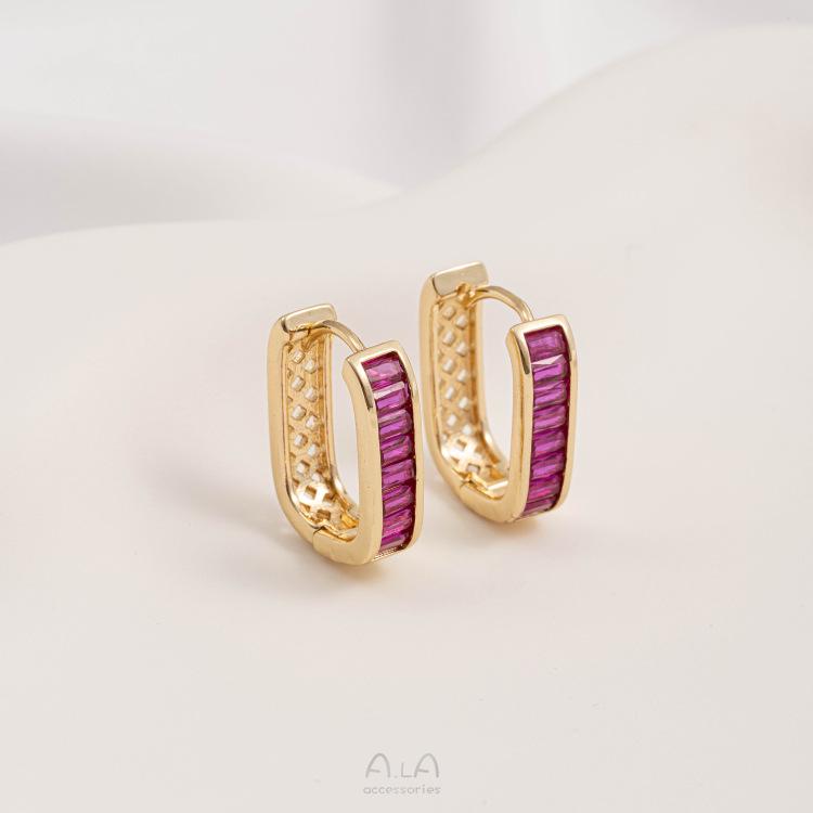 14K Gold-Filled Grüne, Rote & Bunte Zirkonia-Ohrringe & Herzförmige Ohrklemmen - Schlicht, luxuriös und exquisit.
