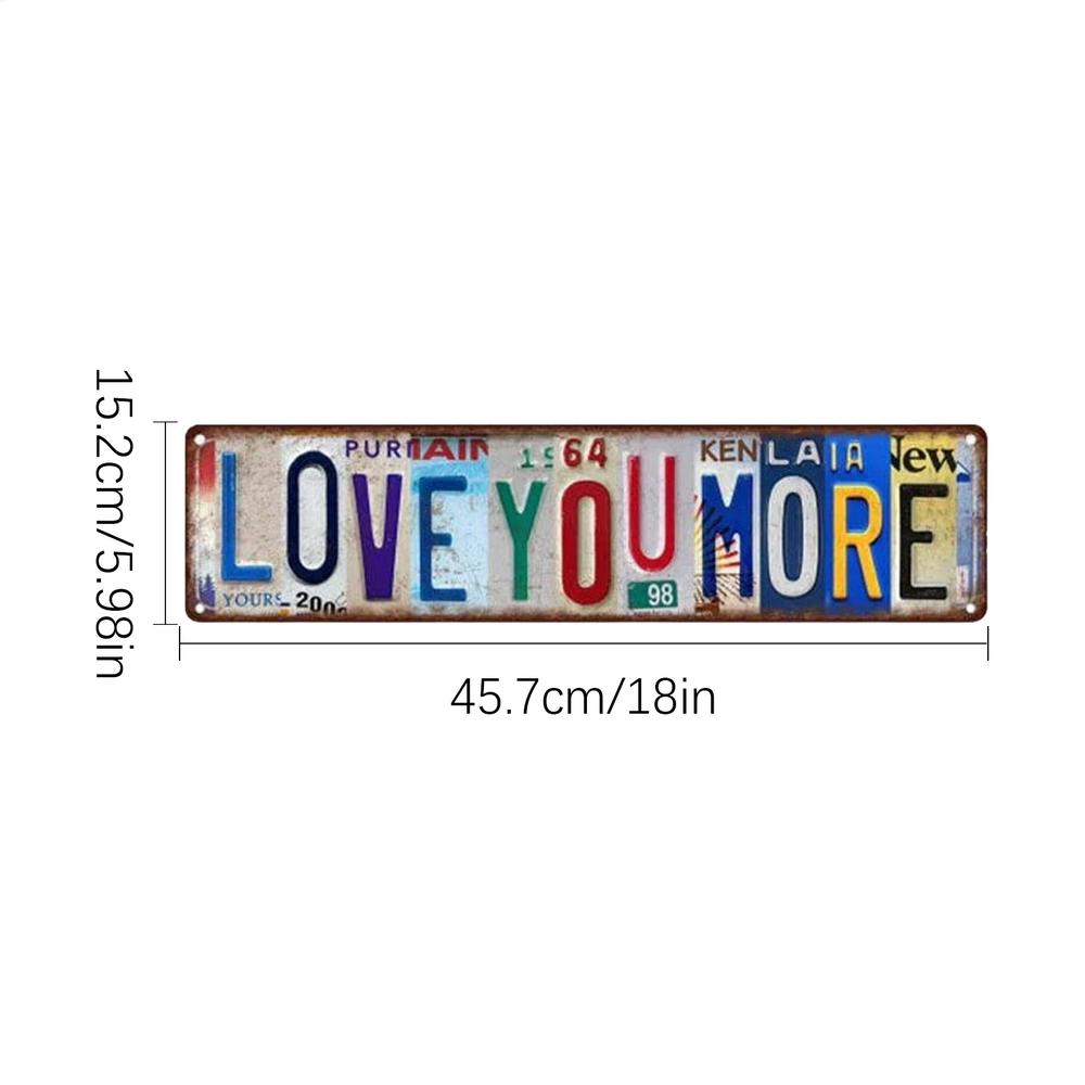 New Love You More License Plate Retro Weatherproof Home Decoration License Plate Tin Sign Wall Decorations Versatile Scene Decor