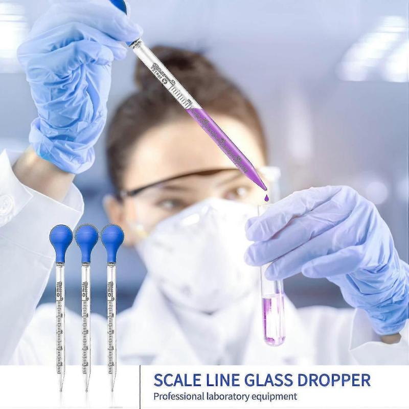 3 Pieces Glass Pipettes,  For Pharmacy, Perfume, Laboratory, Hospital, Chemistry