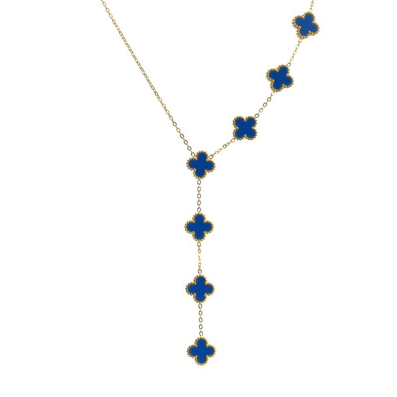 

Модное ожерелье с четырехлистным клевером, титановая сталь, двухстороннее счастливое ожерелье с четырехлистным клевером, ожерелье в стиле Ins, женское ожерелье, кулон