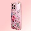 Schmetterlingsblumenmuster Rosa Metallic-Lack Glas Harte Handyhülle Für iPhone 17 Pro Max 16 15 14 13 12 11 17 Air Plus 16E Hülle