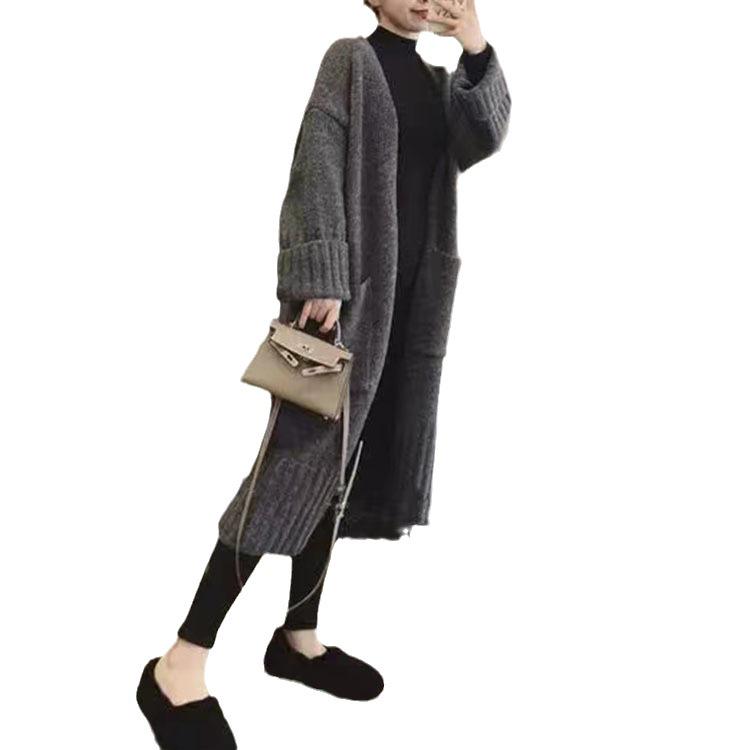 Women's V-Neck Long Sleeve Knitted Cardigan - 2023 Autumn/Winter Casual Loose Sweater Coat