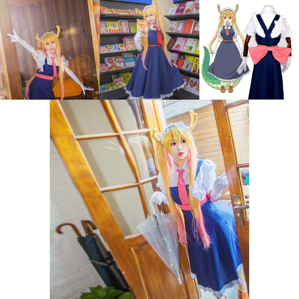 Premium Quality Miss Kobayashi's Dragon Maid Tooru Maid Dress Outfit Cosplay Costume Full Set