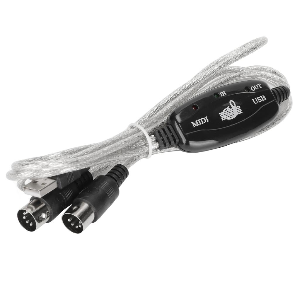 MIDI To USB Cable Approx 2.2yd Long 16 Channels USB PC Interface LED Power Input Output Indicator USB MIDI Cable