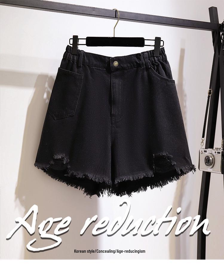 Dámské džínové šortky s vysokým pasem ve velkých velikostech - Letní volné se širokými nohavicemi