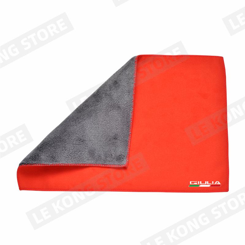 

For Alfa Romeo Giulietta Stelvio Giulia Italian Flag Logo Cleaning Drying Cloth Car Wash Towel Soft Wash Double Layer Rags Coral Fleece