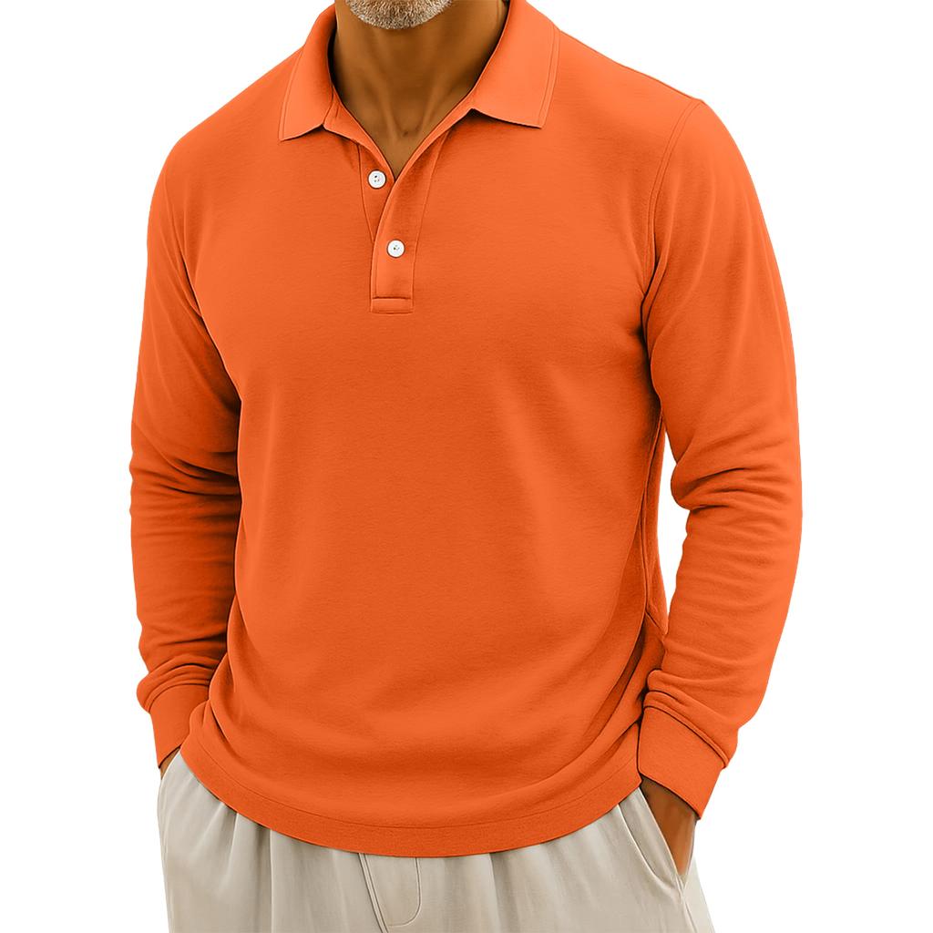 Men's Casual Solid Color Button Long Sleeve Top