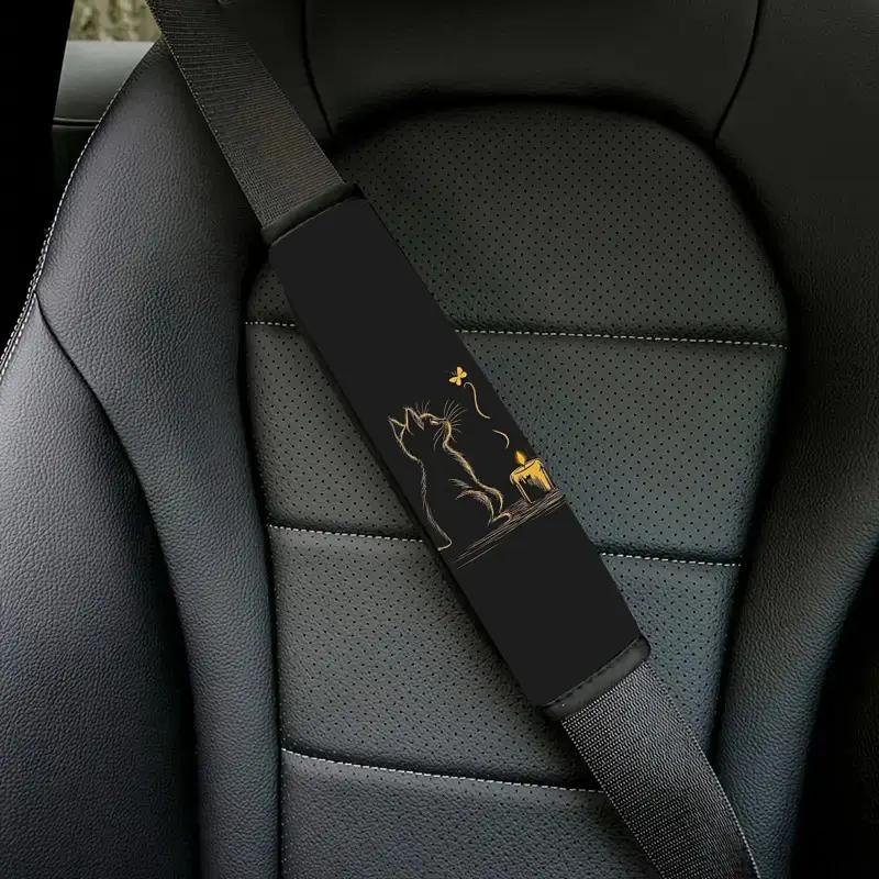 2pcs Car Seat Belt Shoulder Pad Cute Cat Car Seat Belt Shoulder Cover Interior Decoration Accessories for Men and Women