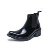 British Style Small Square-toe Chelsea Boots, Men's Middle Top Boots, Personalized Black Leather Shoes, High-heeled Martin Boots